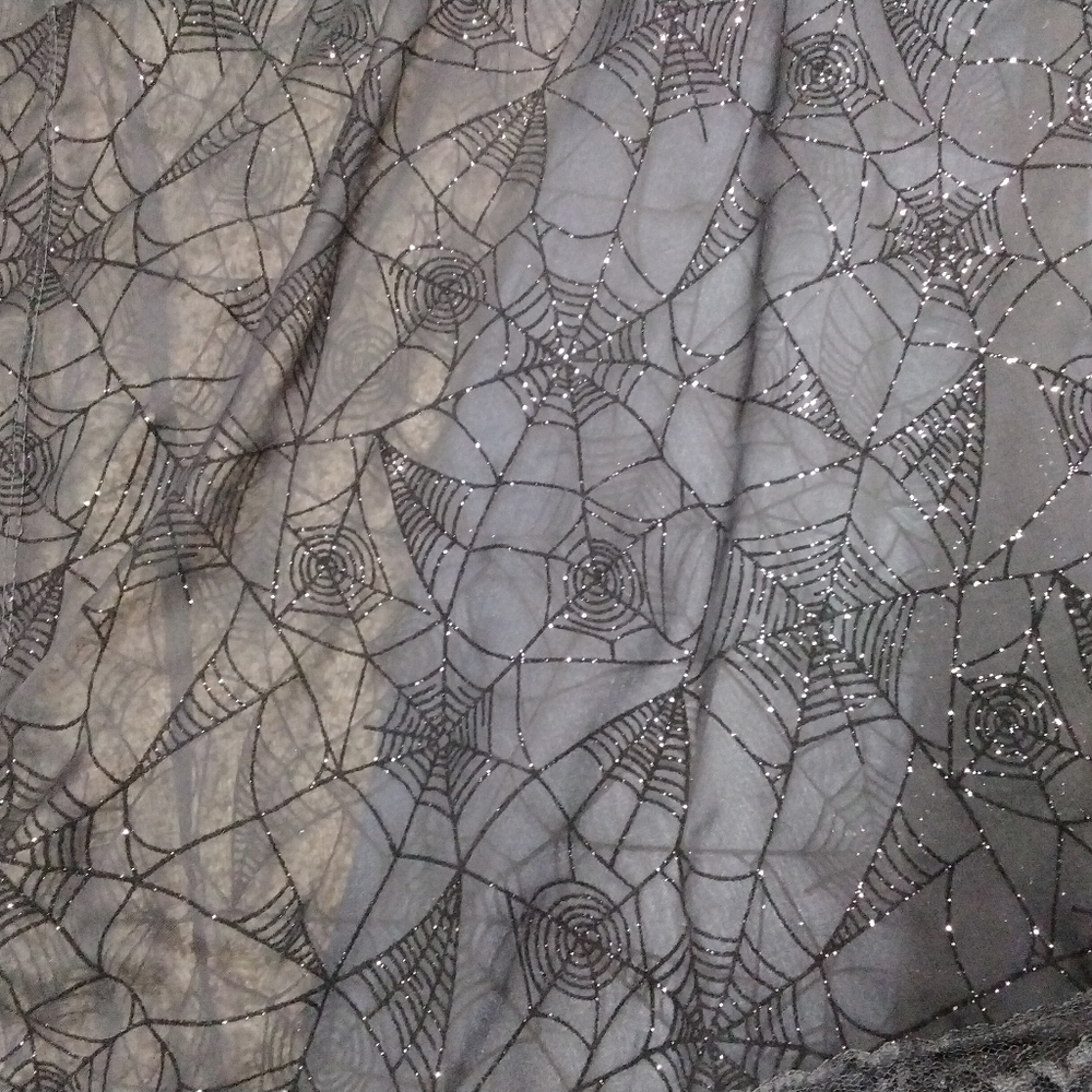 3912 Size XL Sheer Black Spiderweb Lace Kimono Cover-Up with Sparkle - Picture 2 of 5